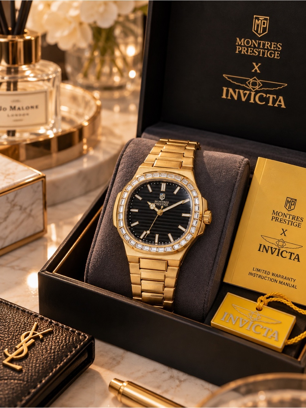 Montres Prestige x Invicta MPW-0324 Gold Crystal Watch 40mm NWT